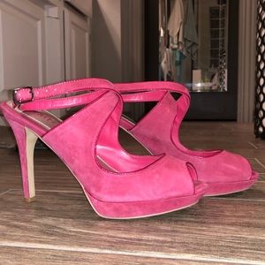 WH | BM Rose peep toe in romantic rose suede